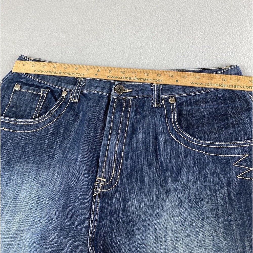 Brooklyn Xpress Jeans 39x31 Blue Denim Baggy Skater Loose Distressed Tag 42x34 - Picture 5 of 13